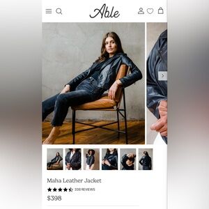 Able Maha black leather jacket size large